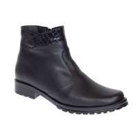 Ghete dama din piele naturala imblanite Negru Fermoar GD04N